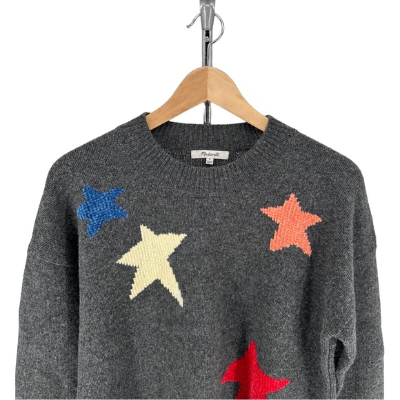 Madewell Starry Night Pullover Sweater Merino Wool size Small Boxy Fit Grey - Picture 4 of 13
